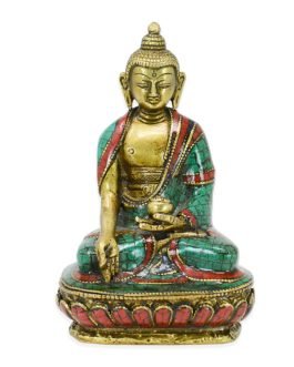 Hand Setting Brass 7 Inch Tall Buddha Statue Craft