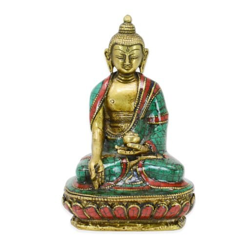 Hand Setting Brass 7 Inch Tall Buddha Statue Craft